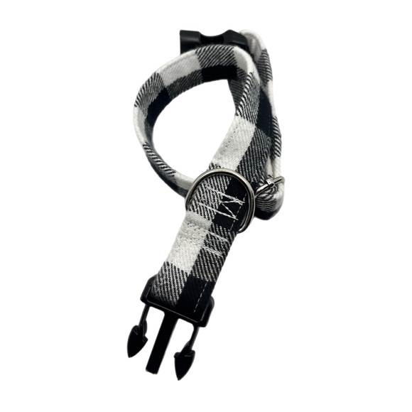 1” Black&White Plaid Dog Collar - Picture 3 of 8